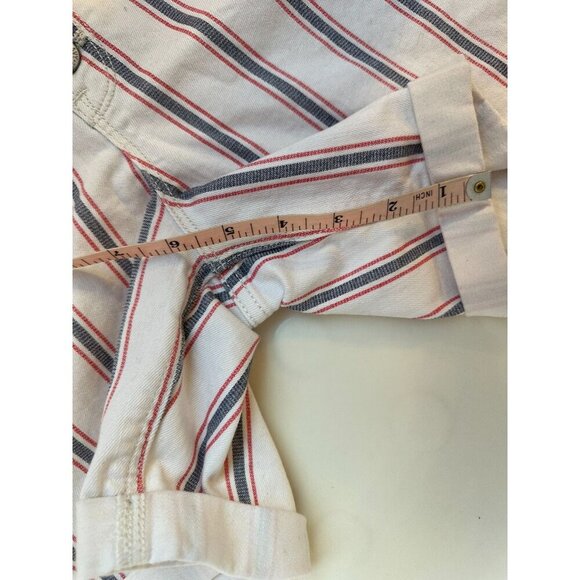 Old Navy American Denim Cuffed Shorts 5 Pkt Cream Gray Red stripe Size 10 July 4 - Picture 6 of 8